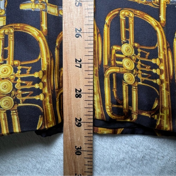 Vintage 1980s Black and Gold Instrument Print Blazer Suit Jacket, 100% Silk - Picture 9 of 10